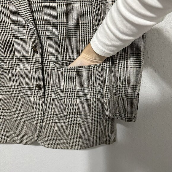 Vintage Burberry’s Houndstooth Brown Suit Jacket Mens Size 44R L/XL *Read - Picture 8 of 13